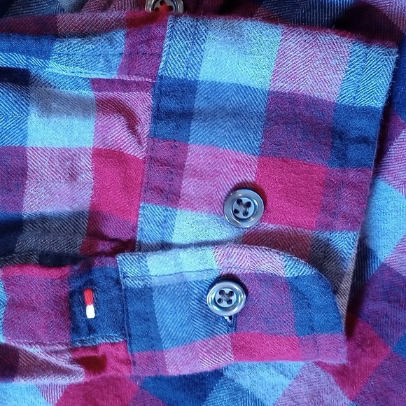 Tommy Hilfiger Shirt Men's Ted Blue Gray Plaid Camp Collared Button Down - Picture 3 of 4